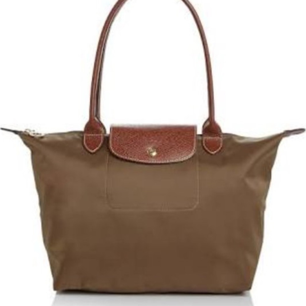 Longchamp Khaki and Brown Tote Bag